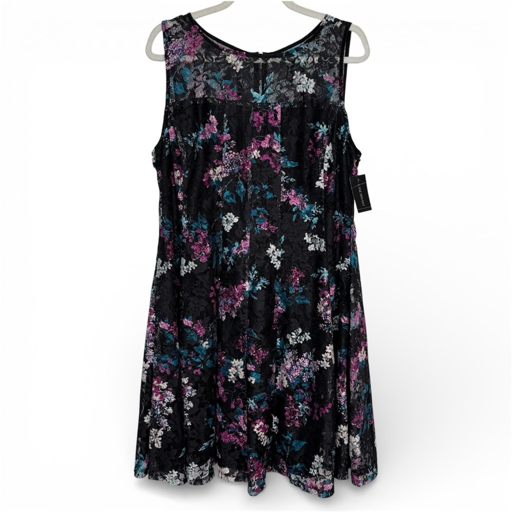 Lane Bryant Floral Black Lace Sleeveless Fit & Flare Dress Size 14/16 Whimsigoth